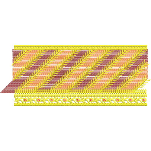 Diagonal Leaf Lace Embroidery with Textured Fill and Ornamental Border