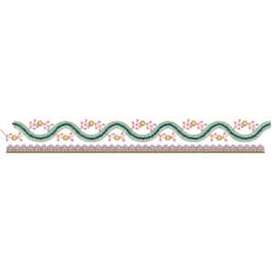 Delicate Wavy Lace Embroidery Border Design with Fine Beaded Detailing