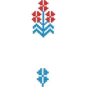 Traditional Folk Floral Embroidery Machine Design with Geometric Cross Stitch Pattern