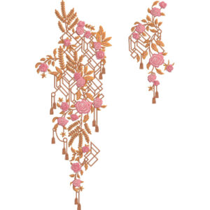 Elegant Geometric Rose Floral Tassel Embroidery Machine Design with Decorative Hanging Ornament Pattern