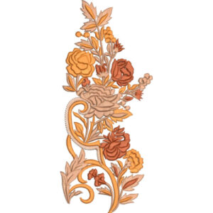 Elegant Vintage Rose Floral Scroll Embroidery Machine Design with Decorative Botanical Pattern