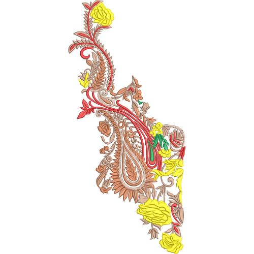 Elegant Paisley Floral Embroidery Machine Design with Decorative Rose Botanical Pattern