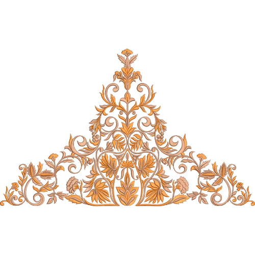 Elegant Ornamental Floral Border Embroidery Machine Design with Decorative Scrollwork Pattern