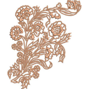 Elegant Vintage Floral Corner Embroidery Machine Design with Decorative Botanical Outline Pattern