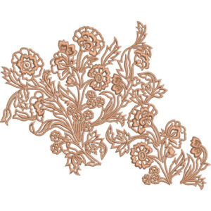Elegant Vintage Floral Corner Embroidery Machine Design with Decorative Botanical Outline Pattern Set