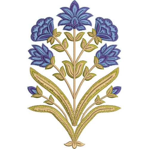 Elegant Symmetrical Floral Motif Embroidery Machine Design with Decorative Botanical Pattern
