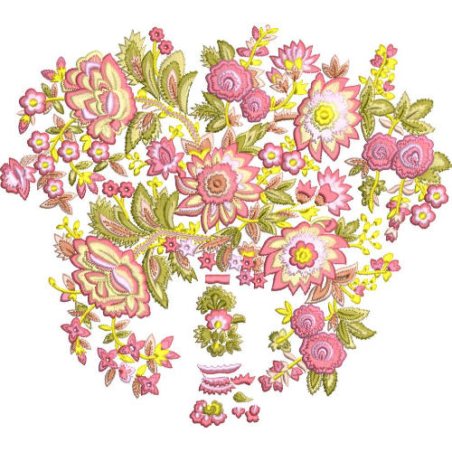 Elegant Floral Bouquet Embroidery Machine Design with Decorative Botanical Garden Pattern Set