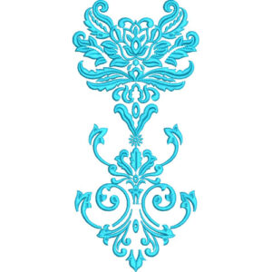 Elegant Ornamental Damask Scroll Embroidery Machine Design with Decorative Floral Motif Pattern
