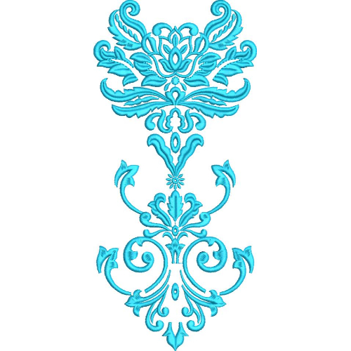 Elegant Ornamental Damask Scroll Embroidery Machine Design with Decorative Floral Motif Pattern