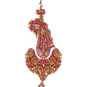 Elegant Paisley Floral Embroidery Machine Design with Ornamental Botanical Scroll Pattern