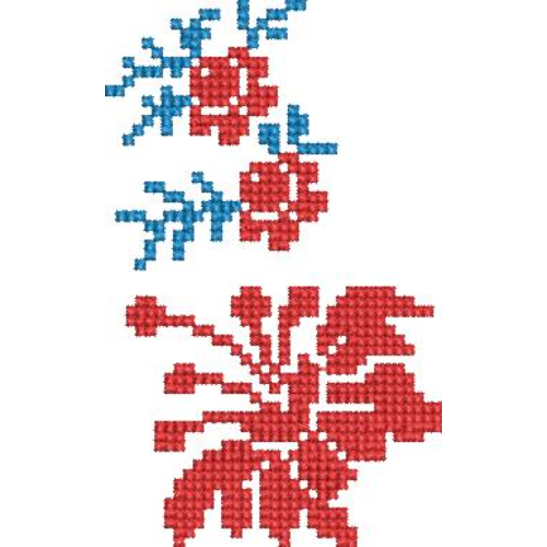 Traditional Folk Floral Cross Stitch Embroidery Machine Design with Geometric Botanical Pattern
