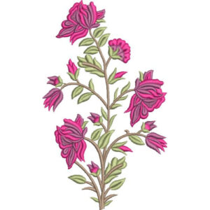 Elegant Rose Floral Branch Embroidery Machine Design with Decorative Botanical Blossom Pattern