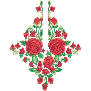 Elegant Symmetrical Rose Floral Embroidery Machine Design with Decorative Botanical Pattern