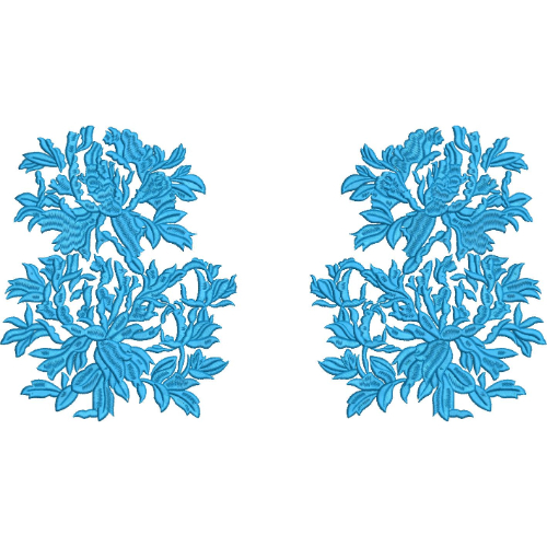 Elegant Mirrored Floral Motif Embroidery Machine Design with Decorative Botanical Pattern Set