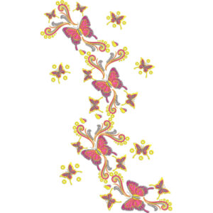 Elegant Butterfly Vine Embroidery Machine Design with Decorative Flying Butterfly Floral Pattern