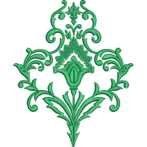 Elegant Ornamental Floral Scroll Embroidery Machine Design with Decorative Botanical Damask Pattern