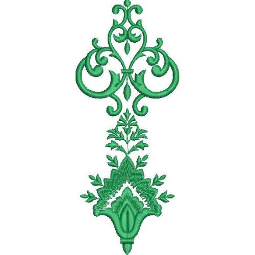 Elegant Ornamental Botanical Scroll Embroidery Machine Design with Decorative Damask Floral Pattern