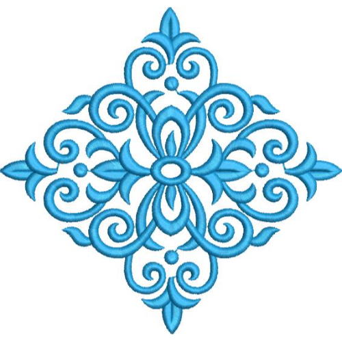 Elegant Ornamental Floral Medallion Embroidery Machine Design with Decorative Scrollwork Pattern