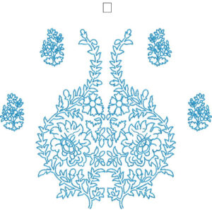 Elegant Symmetrical Floral Outline Embroidery Machine Design with Decorative Botanical Motif Set