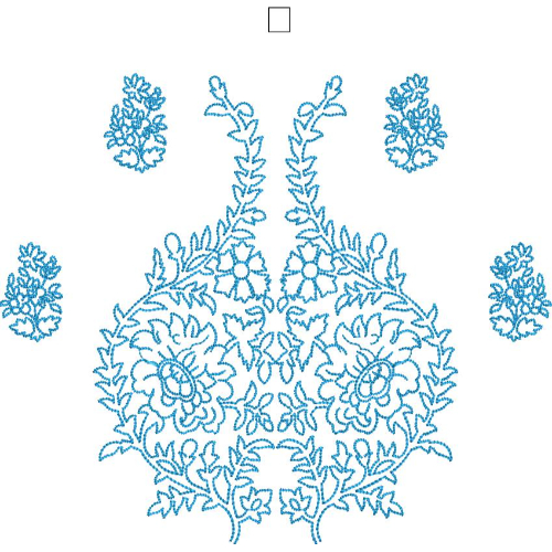 Elegant Symmetrical Floral Outline Embroidery Machine Design with Decorative Botanical Motif Set