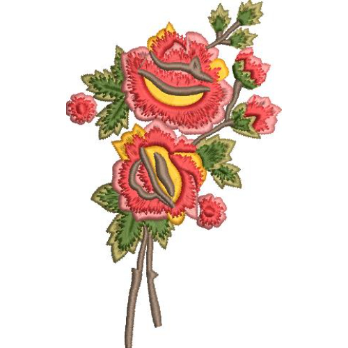Elegant Vintage Floral Branch Embroidery Machine Design with Decorative Botanical Blossom Pattern