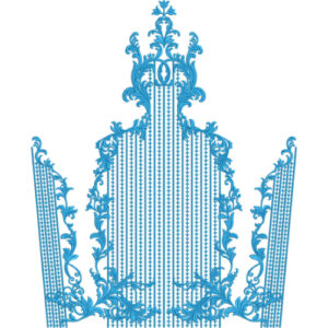 Elegant Royal Acanthus Scrollwork Vertical Ornamental Panel Lace Embroidery Design