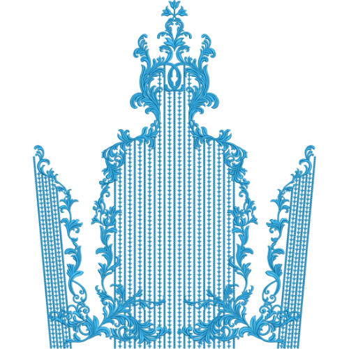 Elegant Royal Acanthus Scrollwork Vertical Ornamental Panel Lace Embroidery Design