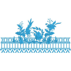 Elegant Floral Vine Geometric Openwork Repeating Decorative Border Lace Embroidery Design