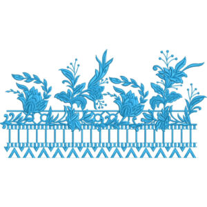 Elegant Floral Vine Geometric Openwork Repeating Decorative Border Lace Embroidery Design