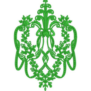 Elegant Symmetrical Floral Vine Scrollwork Botanical Ornamental Lace Embroidery Design