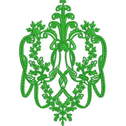 Elegant Symmetrical Floral Vine Scrollwork Botanical Ornamental Lace Embroidery Design