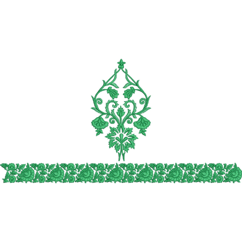 Elegant Rose Floral Vine Centerpiece Repeating Decorative Border Lace Embroidery Design