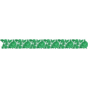 Elegant Blooming Rose Floral Vine Repeating Decorative Border Lace Embroidery Design