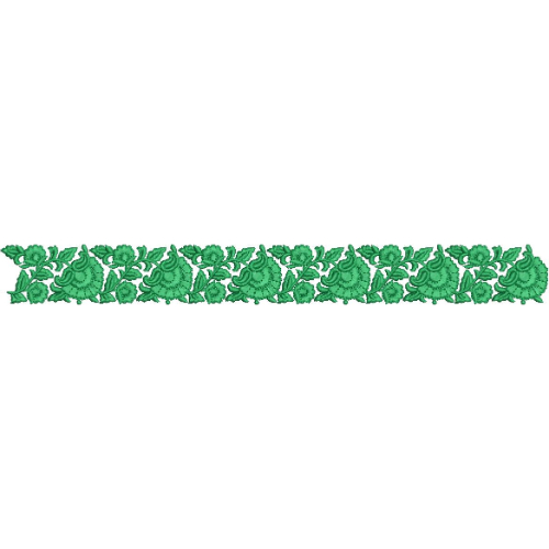 Elegant Blooming Rose Floral Vine Repeating Decorative Border Lace Embroidery Design