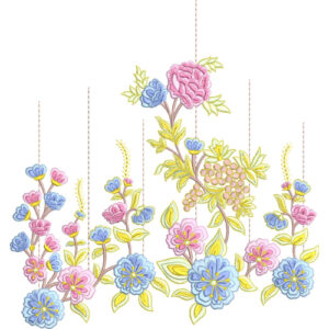 Elegant Wildflower Bouquet Botanical Garden Decorative Panel Lace Embroidery Design