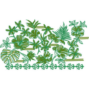 Elegant Tropical Palm Leaf Floral Vine Ornamental Decorative Border Lace Embroidery Design