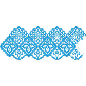 Elegant Floral Medallion Scalloped Repeating Ornamental Border Lace Embroidery Design