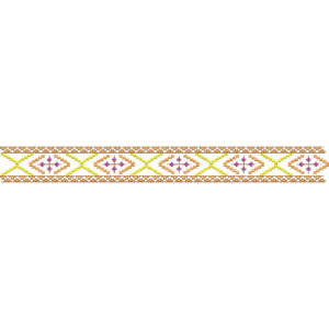 Elegant Geometric Diamond Motif Repeating Decorative Trim Border Lace Embroidery Design