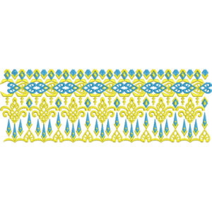 Elegant Fleur-de-Lis Scrollwork Geometric Decorative Border Lace Embroidery Design