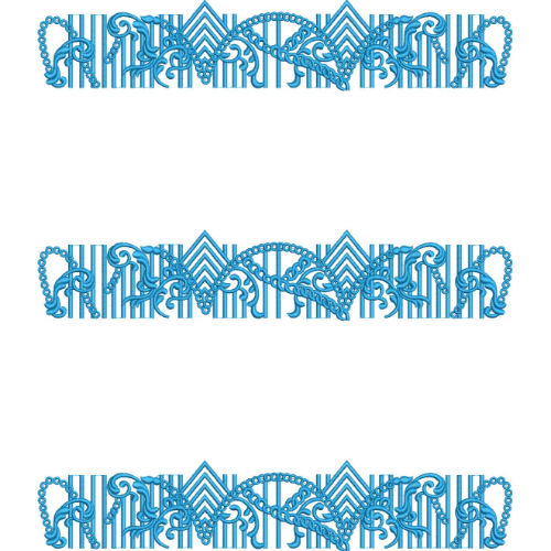 Elegant Ornamental Scrollwork Chevron Repeating Decorative Border Lace Embroidery Design Collection