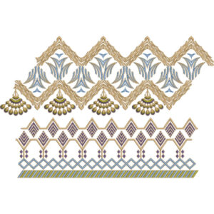 Elegant Floral Diamond Geometric Ornamental Decorative Border Lace Embroidery Design