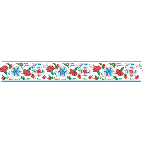 Elegant Floral Medallion Vine Repeating Decorative Border Lace Embroidery Design