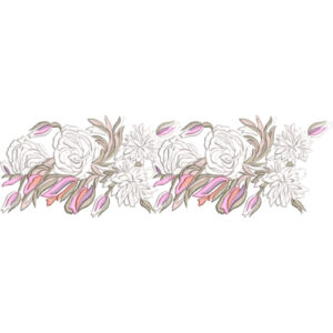 Elegant Rose and Daisy Floral Bouquet Repeating Decorative Border Lace Embroidery Design