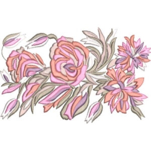 Elegant Rose and Wildflower Floral Bouquet Botanical Decorative Lace Embroidery Design