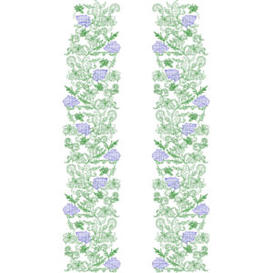 Elegant Floral Vine Lattice Basket Vertical Panel Lace Embroidery Design Set