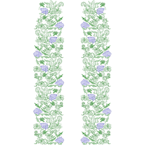 Elegant Floral Vine Lattice Basket Vertical Panel Lace Embroidery Design Set