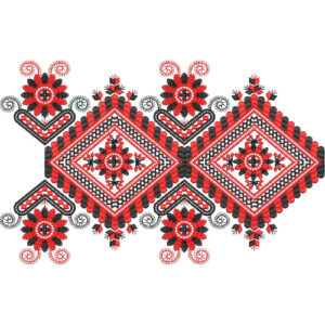 Elegant Floral Diamond Medallion Geometric Decorative Lace Embroidery Design