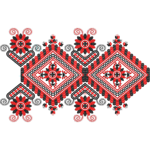 Elegant Floral Diamond Medallion Geometric Decorative Lace Embroidery Design
