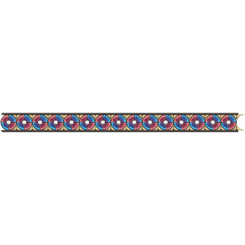 Elegant Floral Rosette Medallion Repeating Decorative Border Lace Embroidery Design