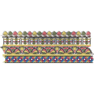 Elegant Multi-Tier Floral Geometric Ornamental Decorative Border Lace Embroidery Design